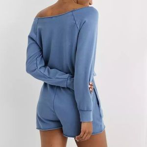 Aerie long sleeve romper blue